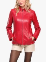 Leather jacket Red Woman Lakes