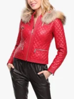 Leather jacket Women's Red Lamb Latest Guignard