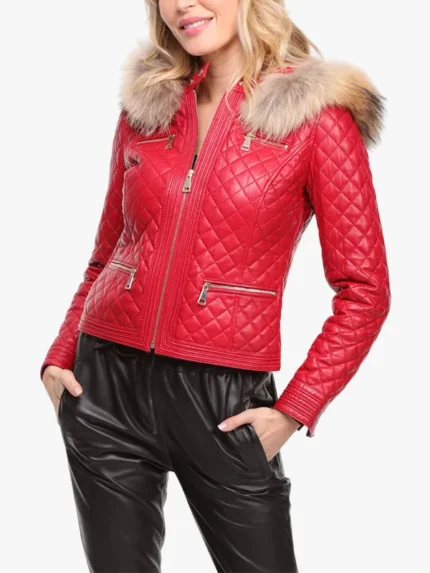 Leather jacket Women's Red Lamb Latest Guignard