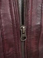Men Gooseham Burgundy Leather Biker Jacket