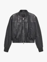 Mango Outlet Leather Bomber Jacket