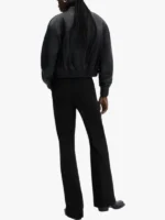 women Mango Outlet Leather Bomber Jacket