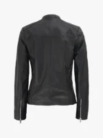 Maude Women's Textured Cafe Racer Leather Jacket
