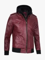 Men's Burgundy Leather Jacket