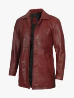Men's Burgundy Real Lambskin Leather Car Coat