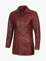 Burgundy Real Lambskin Leather Car Coat