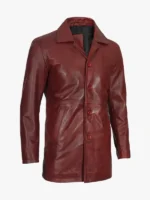 Burgundy Real Lambskin Leather Car Men Coat
