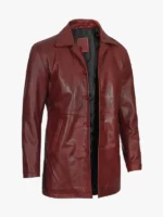 Men Burgundy Real Lambskin Leather Car Coat