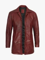 Burgundy Real Lambskin Leather Car Coat