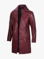 Mens Real Leather Burgundy Car Coat