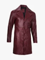 Burgundy Real Leather Car Coat For Men's