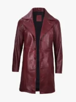 Men's Burgundy Real Leather Car Coat