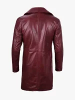 Burgundy Real Leather Car Coat