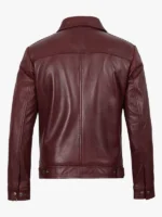 Men's Burgundy Harrington Leather Jacket