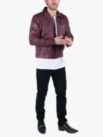 Men’s Burgundy Real Leather Shirt Jacket