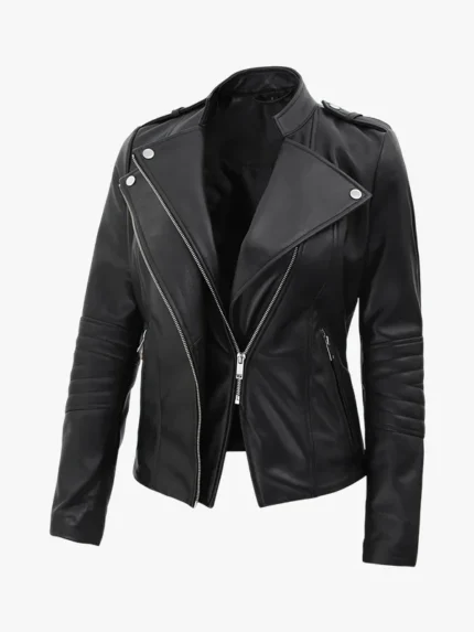 Monica Women's Asymmetrical Leather Jacket