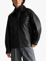 Quince 100% Black Leather Oversized Bomber Jacket