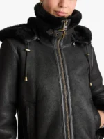 Quince 100% Shearling Cold Weather Women Bomber Black Jacket