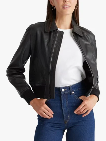 Quince 100% Washed Leather Bomber Jacket