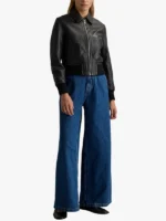 Quince 100% Washed Black Leather Bomber Jacket