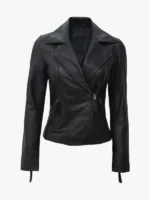 Ramsey Women Asymmetrical Black Biker Leather Jacket