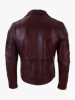 Real Leather Slim Fit Cross Zipper Retro Vintage Brando Jacket Vintage Biker Burgundy