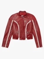 Redline Bolt High-Collar Leather Biker Jacket