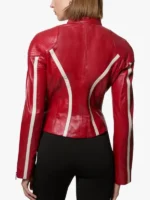 Redline Bolt High-Collar Red Biker Jacket