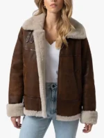 Saint and Sofia Amelia Aviator Women Brown leather Jacket