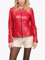 Short Leather Red Jacket