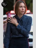 The Better Sister Jessica Biel Polka Dot Tie Bow Blouse