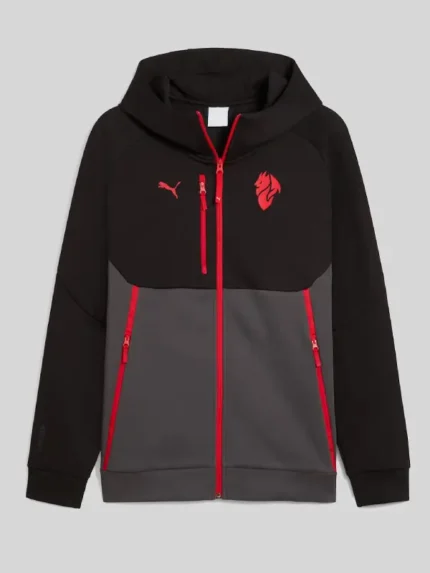 AC Milan PumaTECH Fleece Full Zip Hoodie Black