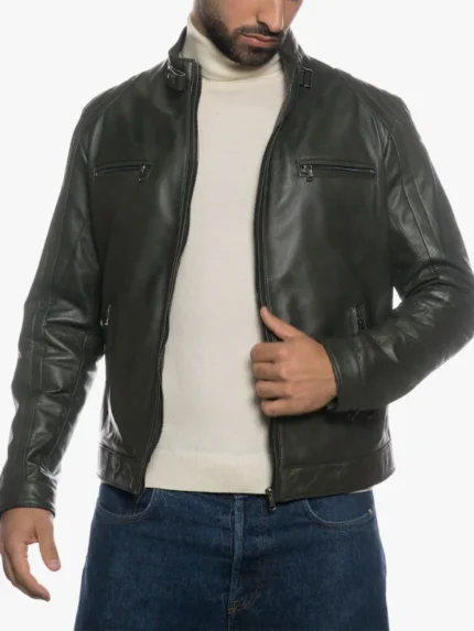 Avatar olive green Men Biker Jacket