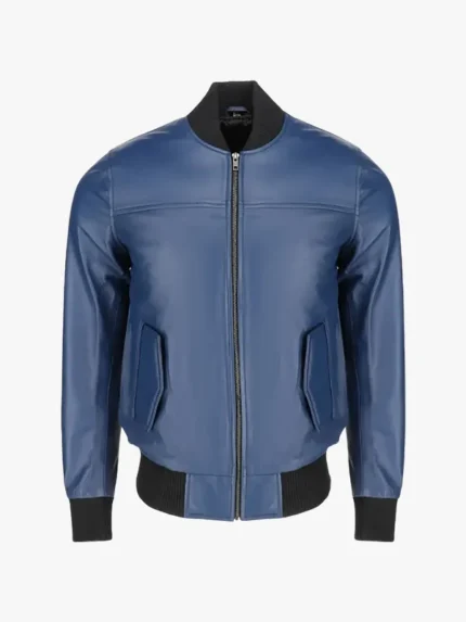 Men’s Classic Fit Blue Bomber Jacket