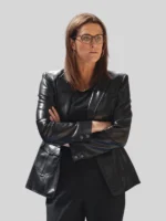 Black Leather Indiana Fever Stephanie White Jacket