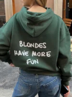 Blondes Have More Fun Green Hoodie