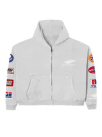 Bottega Desires Patches Grey Zip-Up Hoodie