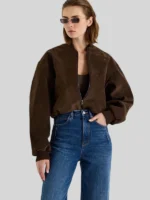 Brown Suede Bomber Henne Mara Jacket