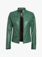 Cafe Racer Green Biker Jacket For Women