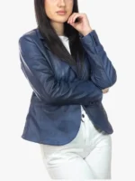 Classic 712 Women's Blue Genuine Leather Jacket