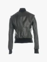 Dark Green Women Jacket In Leather