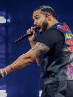 Drake Black Leather Vest Wireless Festival 2025