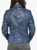 Women's Classic Blue Leather Jacket – Eva Style