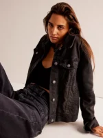 Free People Rumors Denim Jacket Black