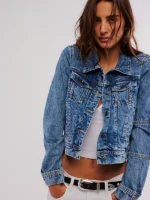 Free People Rumors Denim Jacket Blue