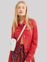 Free People Rumors Denim Jacket Red