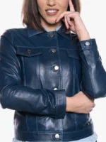 Giusy - Women's Jacket in Genuine Blue Leather