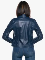 Giusy Women's Blue Leather Jacket – Real Lambskin