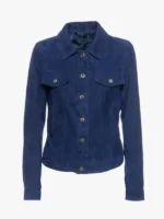 Giusy Women's Blue Jacket Suede Leather
