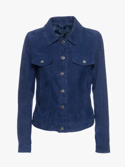 Giusy Women's Blue Jacket Suede Leather